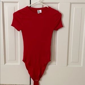 Red short sleeve body suit